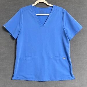 FIGS Casma 3 Pocket Light Blue Scrub Top | Women's | XL